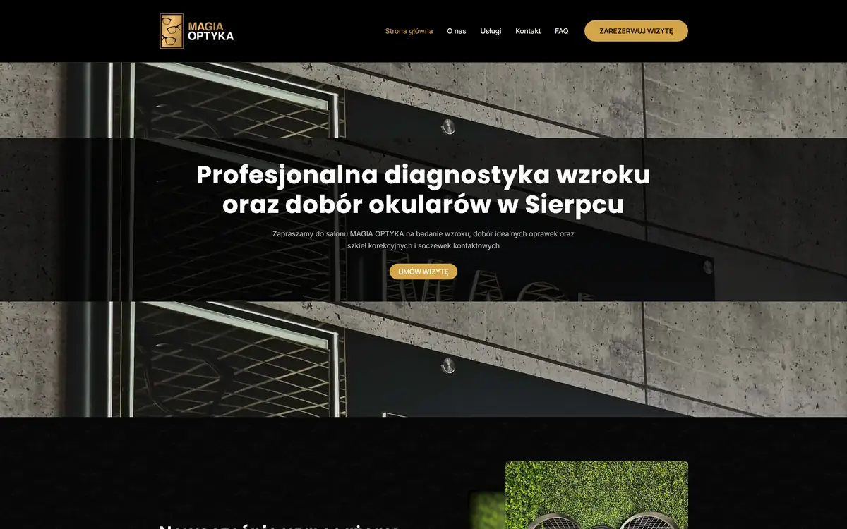 Strona Magia Optyka - widok strony głównej
