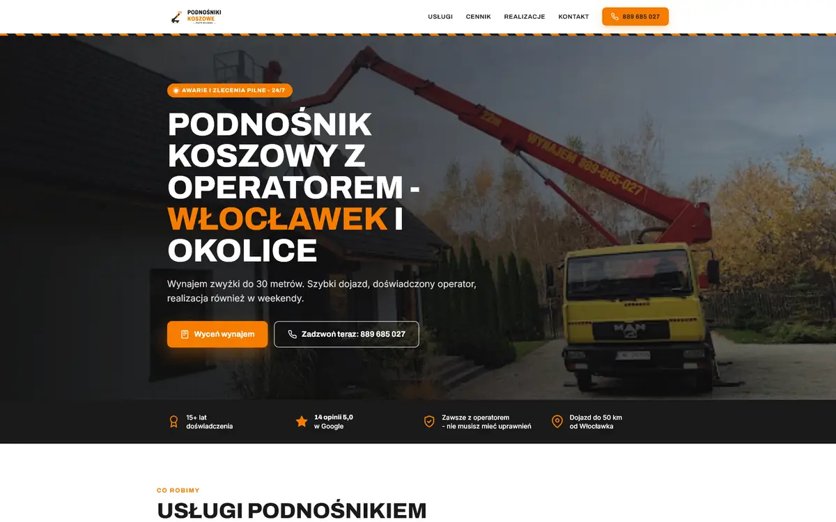 Strona Podnośnik Włocławek - widok strony głównej